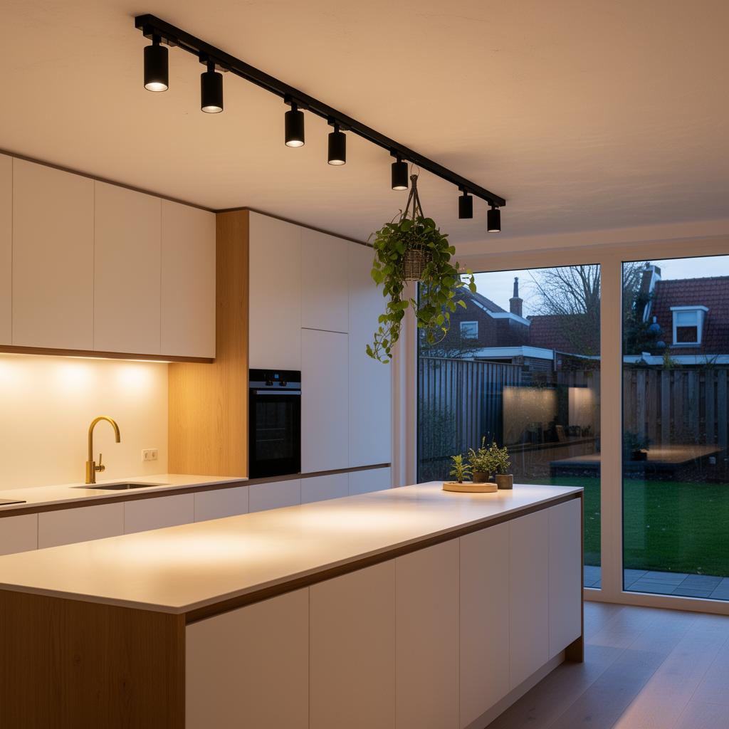 3-fase rail — keuken in nieuwbouw